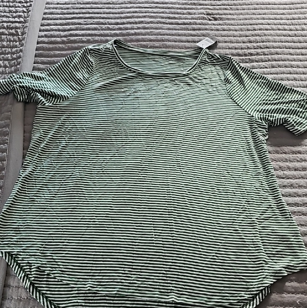 Lane Bryant Black and White Striped Short Sleeve Top